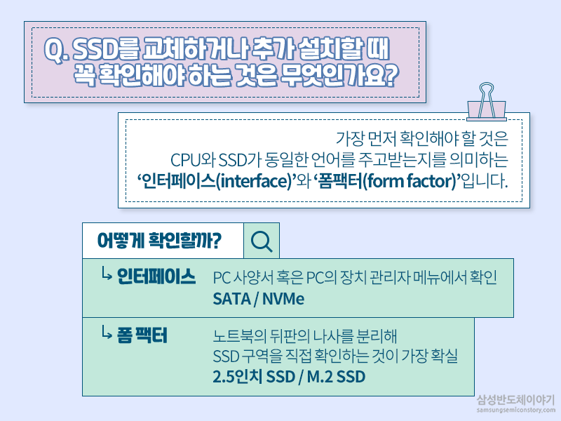 SSD를 교체하거나 추가 설치할 때 꼭 확인해야 하는 것은?