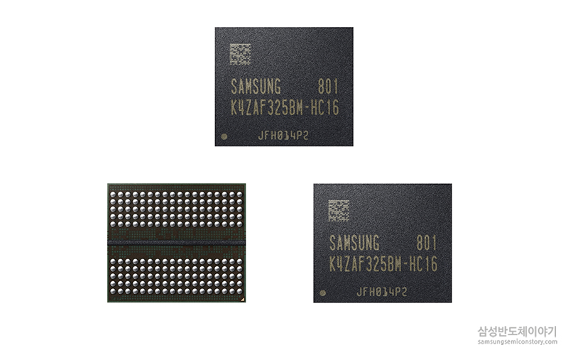 ▲삼성전자가 양산하는 세계 최고 속도 '16Gb GDDR6 그래픽 D램' 제품