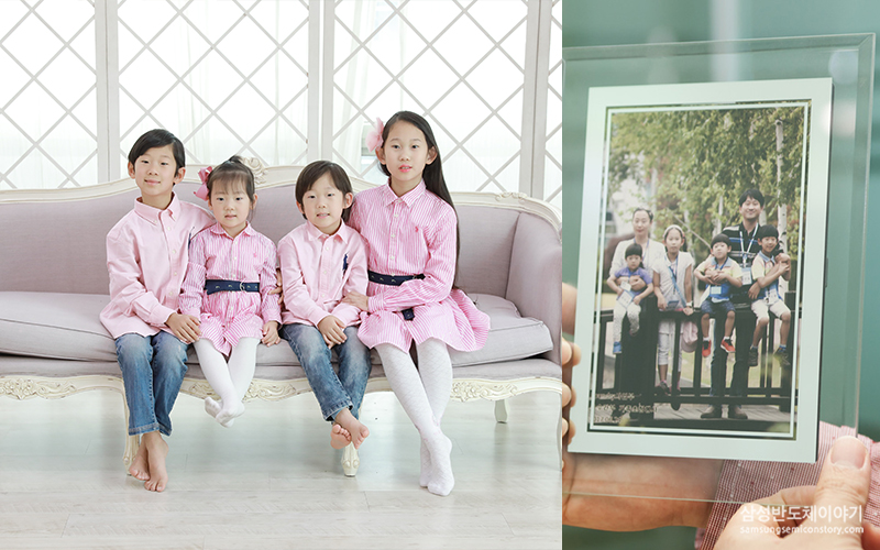 ▲ 강건일 님의 자녀, (왼쪽부터) 리환, 리슬, 리훈, 리원이
