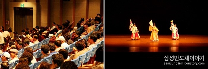 공연을 보는 시니어 바리스타와 공연 현장 모습