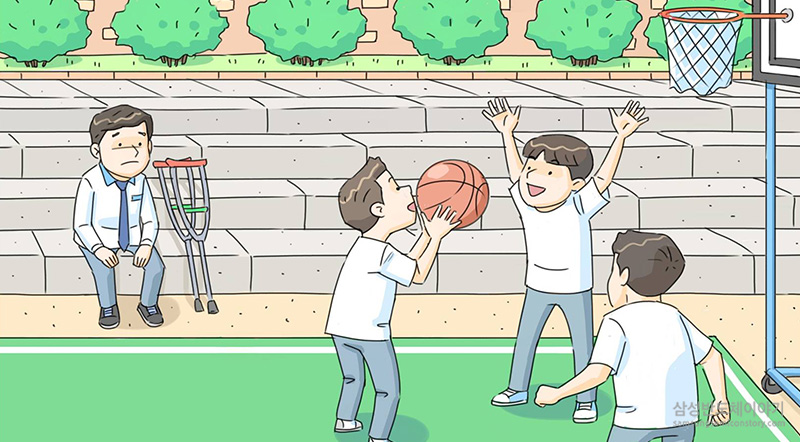 학창시절의 김종복 연사를 그린 일러스트