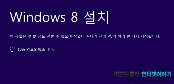 윈도우8 설치가 진행