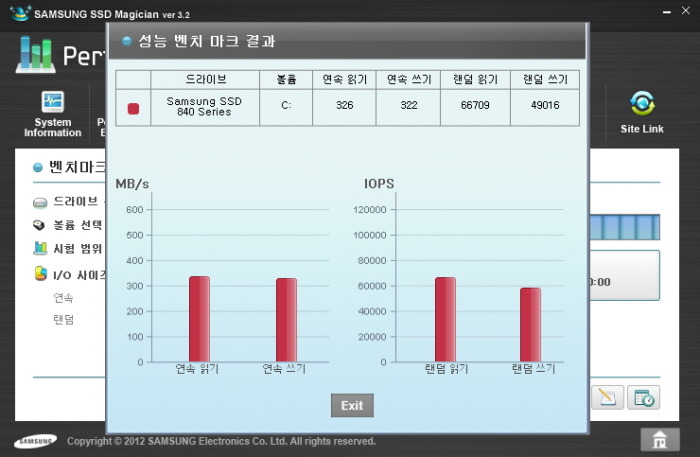 삼성 SSD 840 Magician 벤치마크 결과