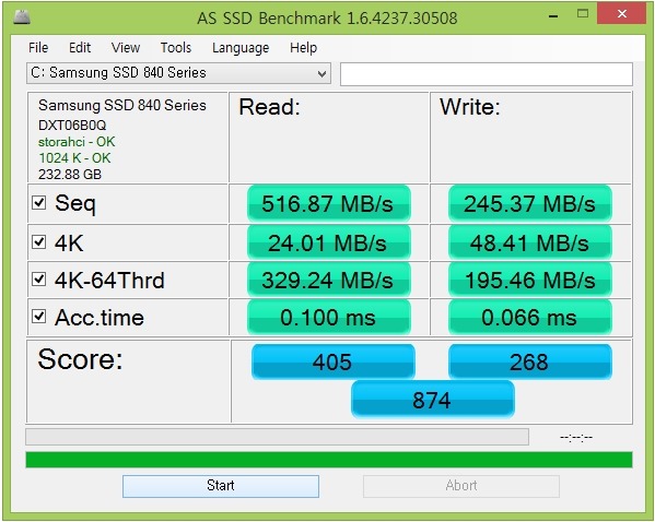 => AS SSD 벤치마크 업데이트 전