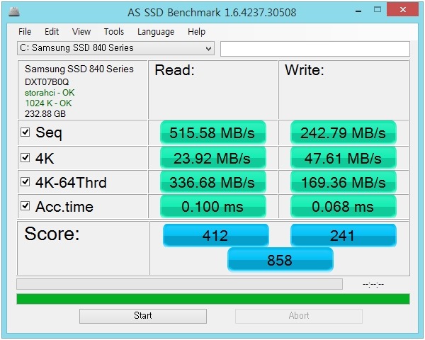 => AS SSD 벤치마크 업데이트 후