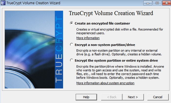 #. TrueCrypt 볼륨 생성