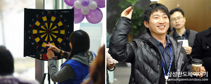 다트를 던져 일정 점수 이상을 맞히면 팝콘 한 봉지를 현장에서 선물로 제공하는 이벤트