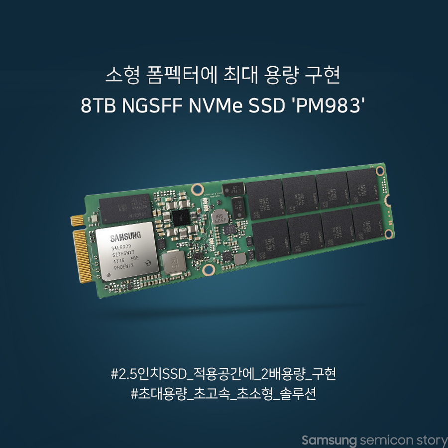 소형 폼펙터에 최대 용량 구현, 8TB NGSFF NVMe SSD 'PM983'