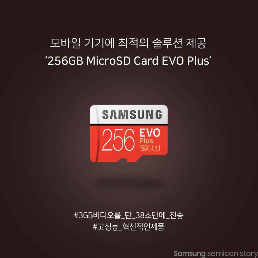모바일 기기에 최적의 솔루션 제공, ‘256GB MicroSD Card EVO Plus’.
