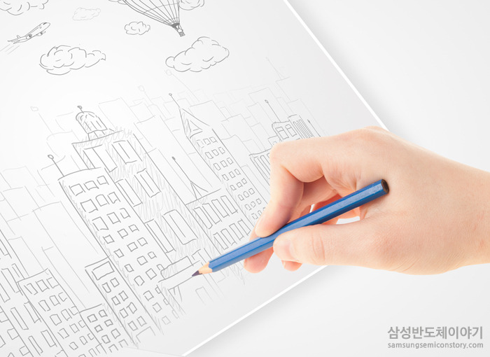 하얀 바탕의 스케치를 예쁜 색으로 하나하나 채워가는 모습